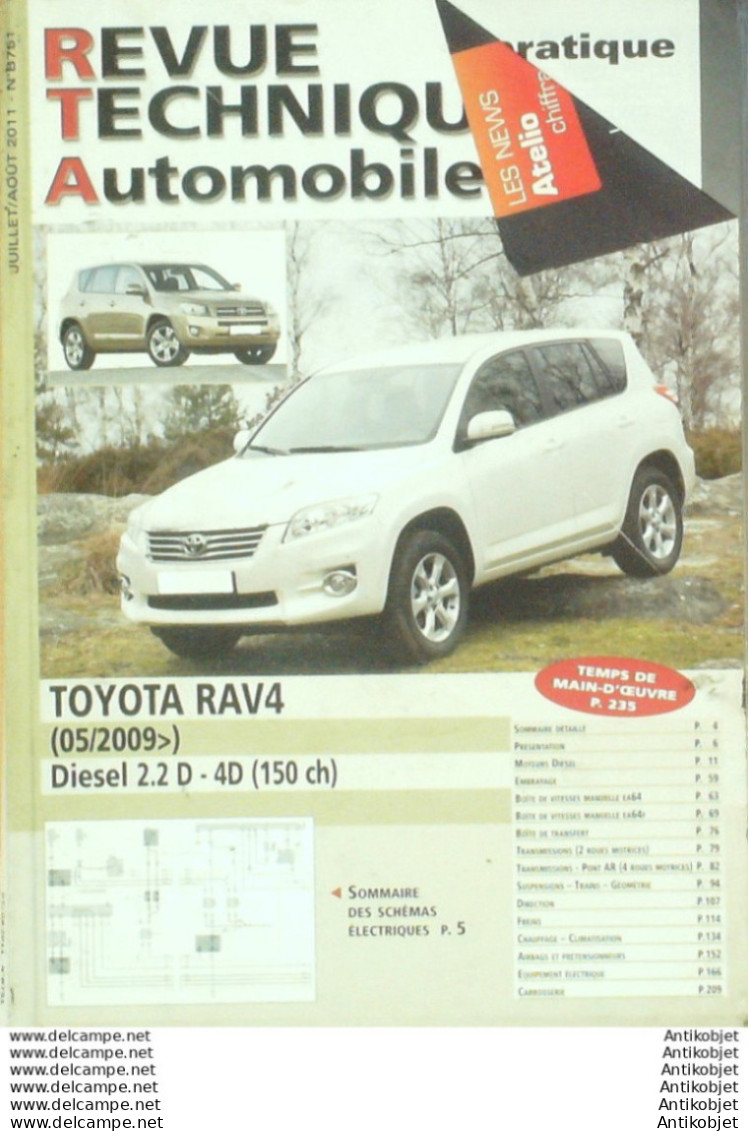 Revue Technique Automobile Toyota Rav4 D 05/2009   N°B751 - Auto/Moto
