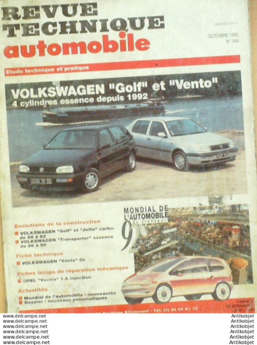 Revue Technique Automobile Volkswagen Golf & Vento 4 Cyl. 1989/1992 Opel Vestra   N°544 - Auto/Motor