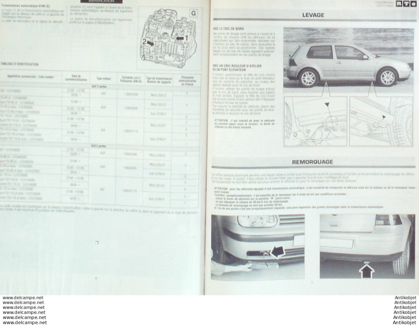 Revue Technique Automobile Volkswagen Golf IV Renault Mégane & Clio   N°622 - Auto/Moto