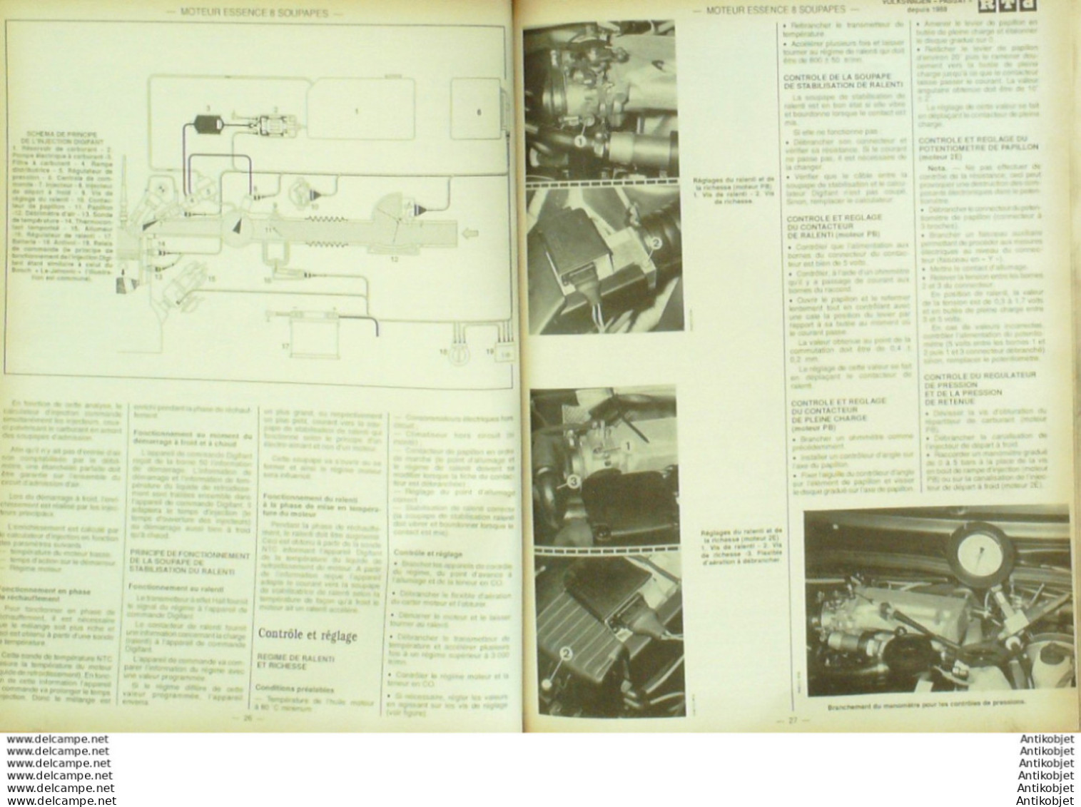 Revue Technique Automobile Volkswagen Passat Peugeot 405 & 605   N°524 - Auto/Motor