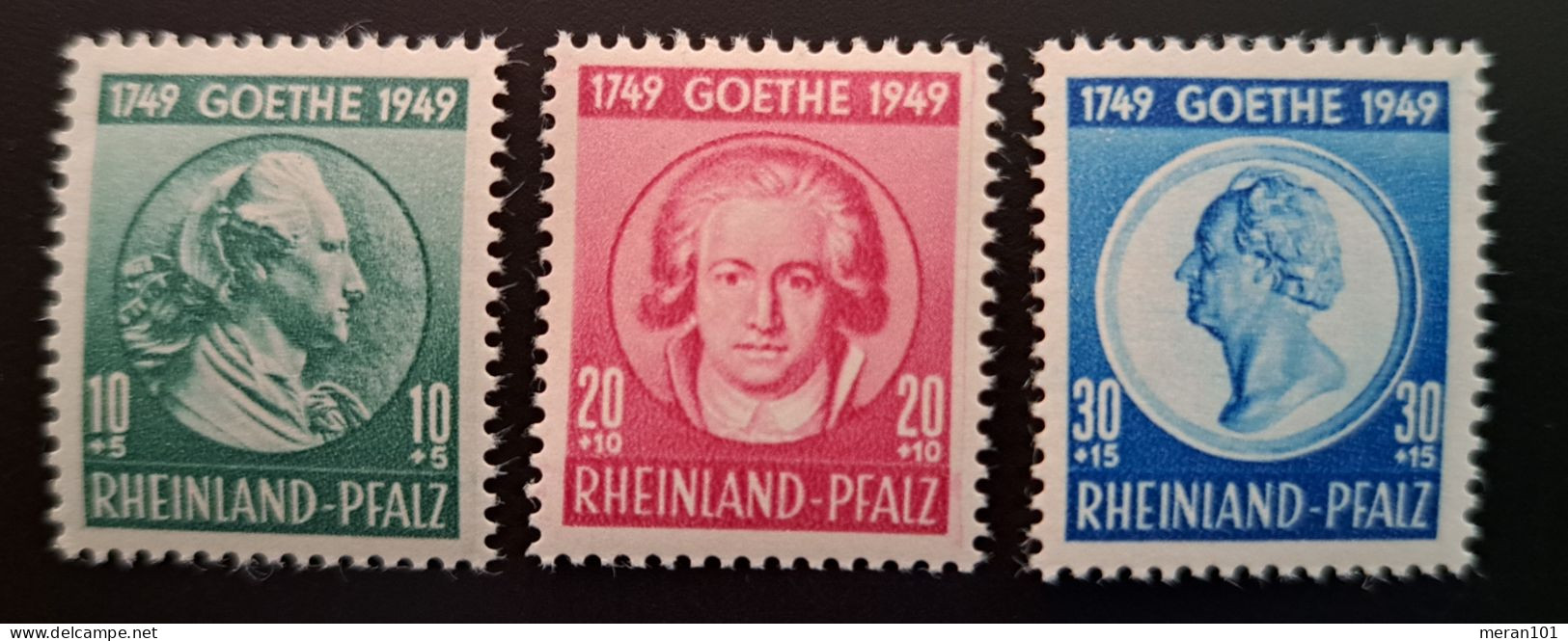 Rheinland Pfalz, Mi 46-48 MNH(postfrisch) Goethe" - Rhine-Palatinate