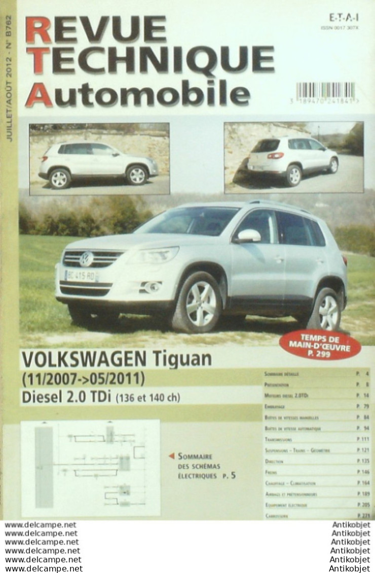Revue Technique Automobile Volkswagen Tiguan D 11/2007 à 05/2011   N°B762 - Auto/Moto