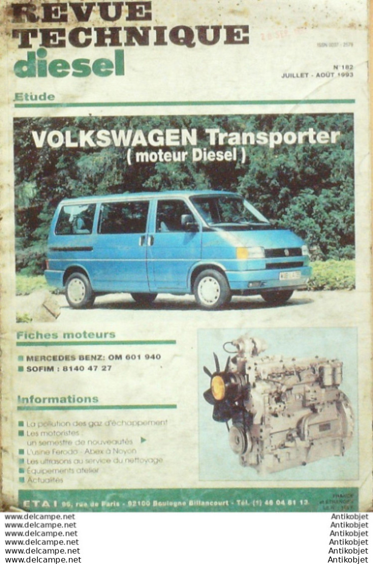 Revue Technique Automobile Volkswagen Transporter Mercedez Benz Om 601 940   N°182 - Auto/Moto