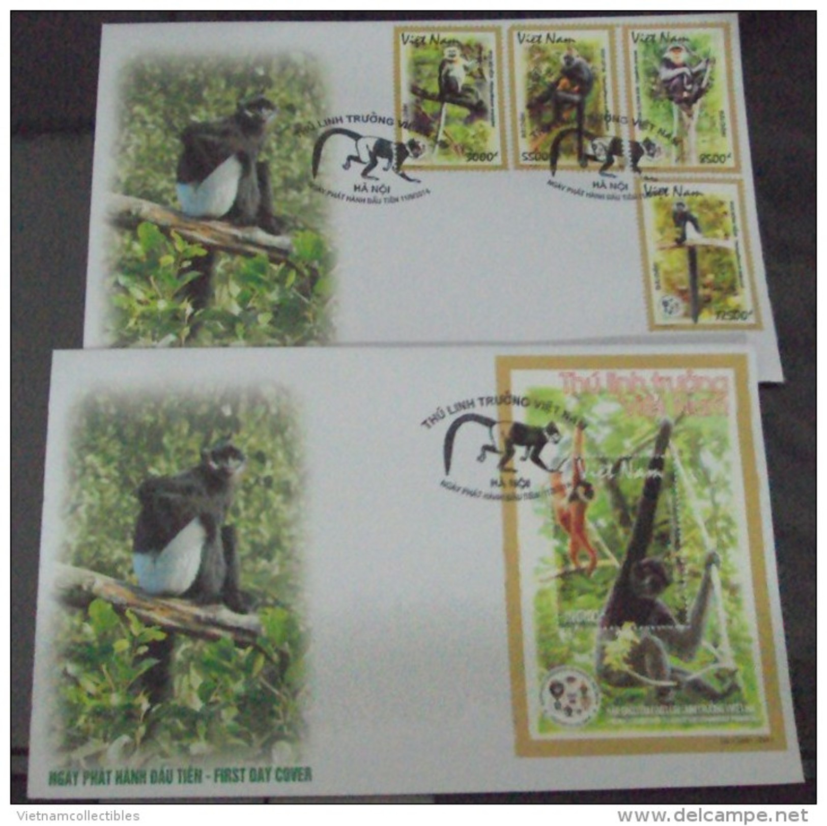 FDC Vietnam Viet Nam 2014 : Wildlife At Risk / Fauna / Monkey / Gibbon (Ms1049) - Vietnam