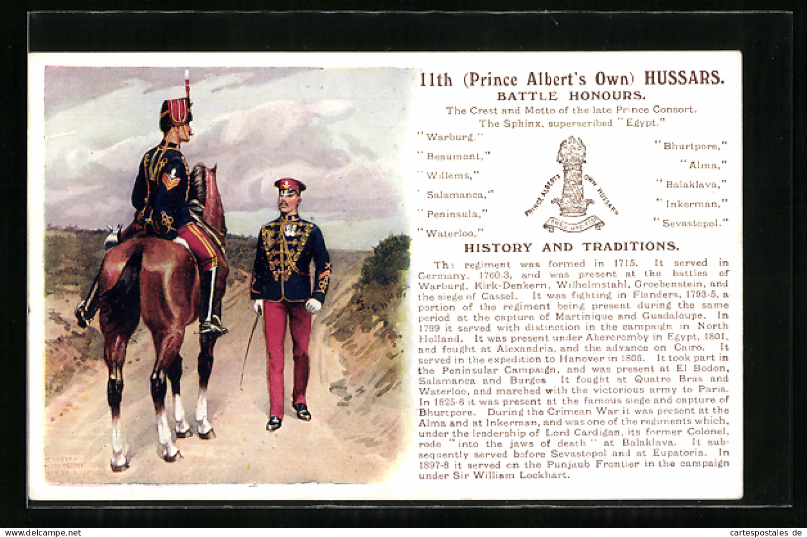 Pc Soldaten Des Britischen Regiments 11th (Prince Albert`s Own) Hussards, History And Traditions  - Régiments