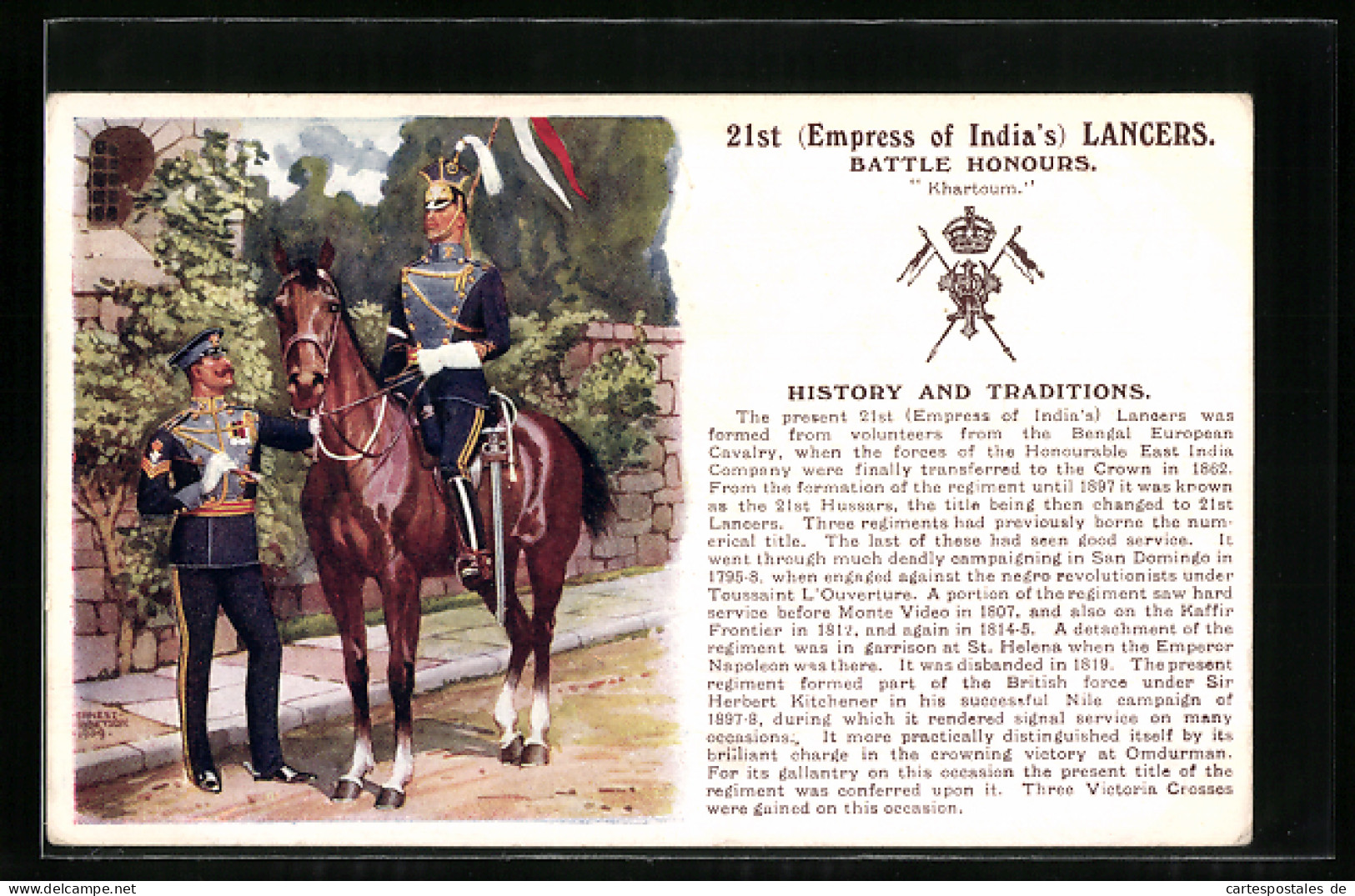 Artist's Pc 21st Empress Of India`s Lancers, Battle Honours, Khartoum  - Regimientos