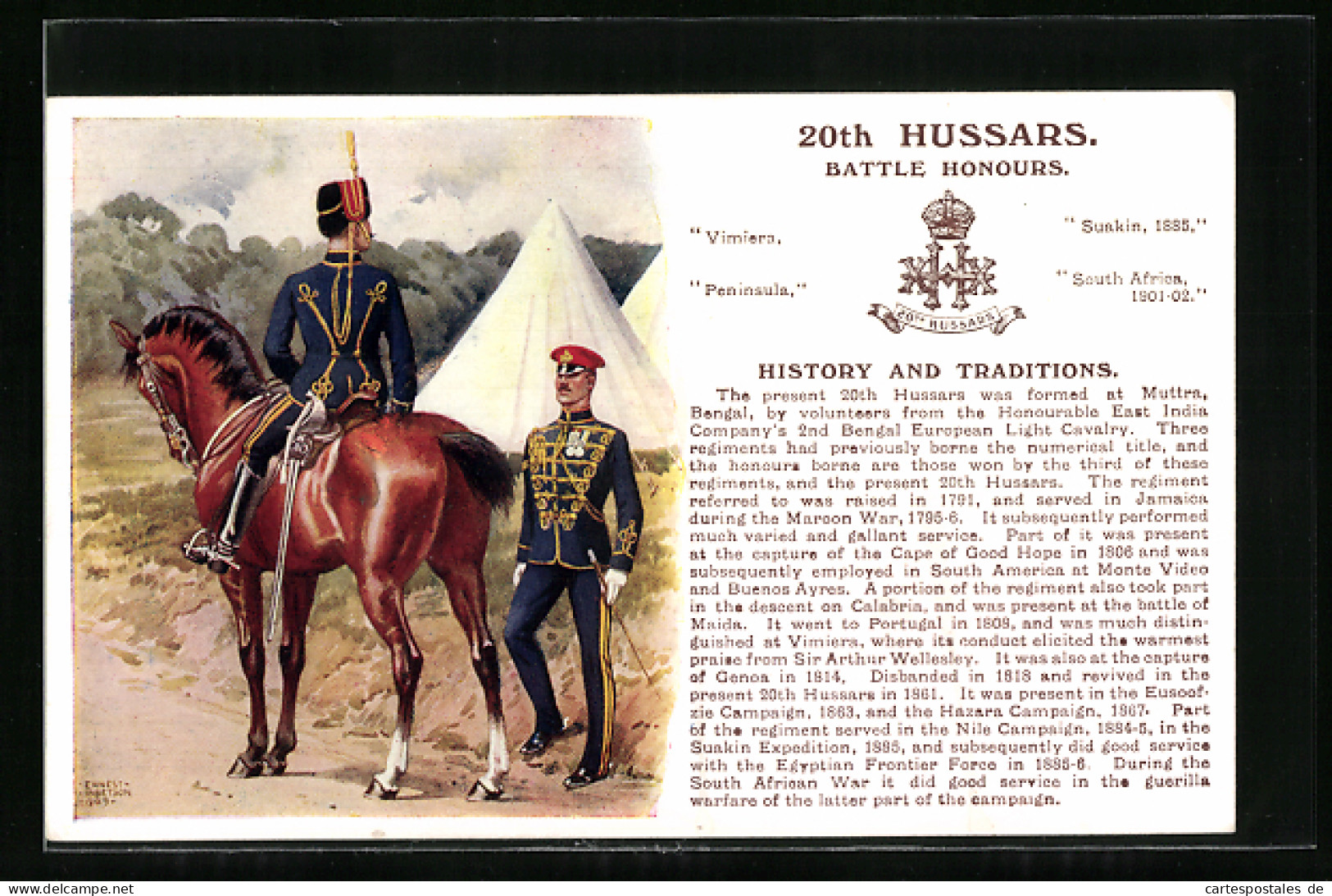 Artist's Pc Soldaten Des Britischen Regiments 20th Hussars, History And Traditions  - Régiments