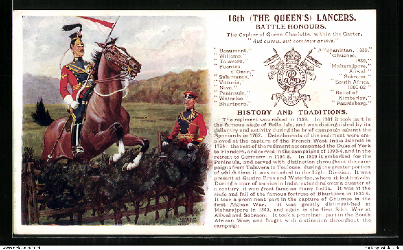 Artist's Pc Ernest Ibbetson: 16th Queens Lancers, Uniformen  - Régiments