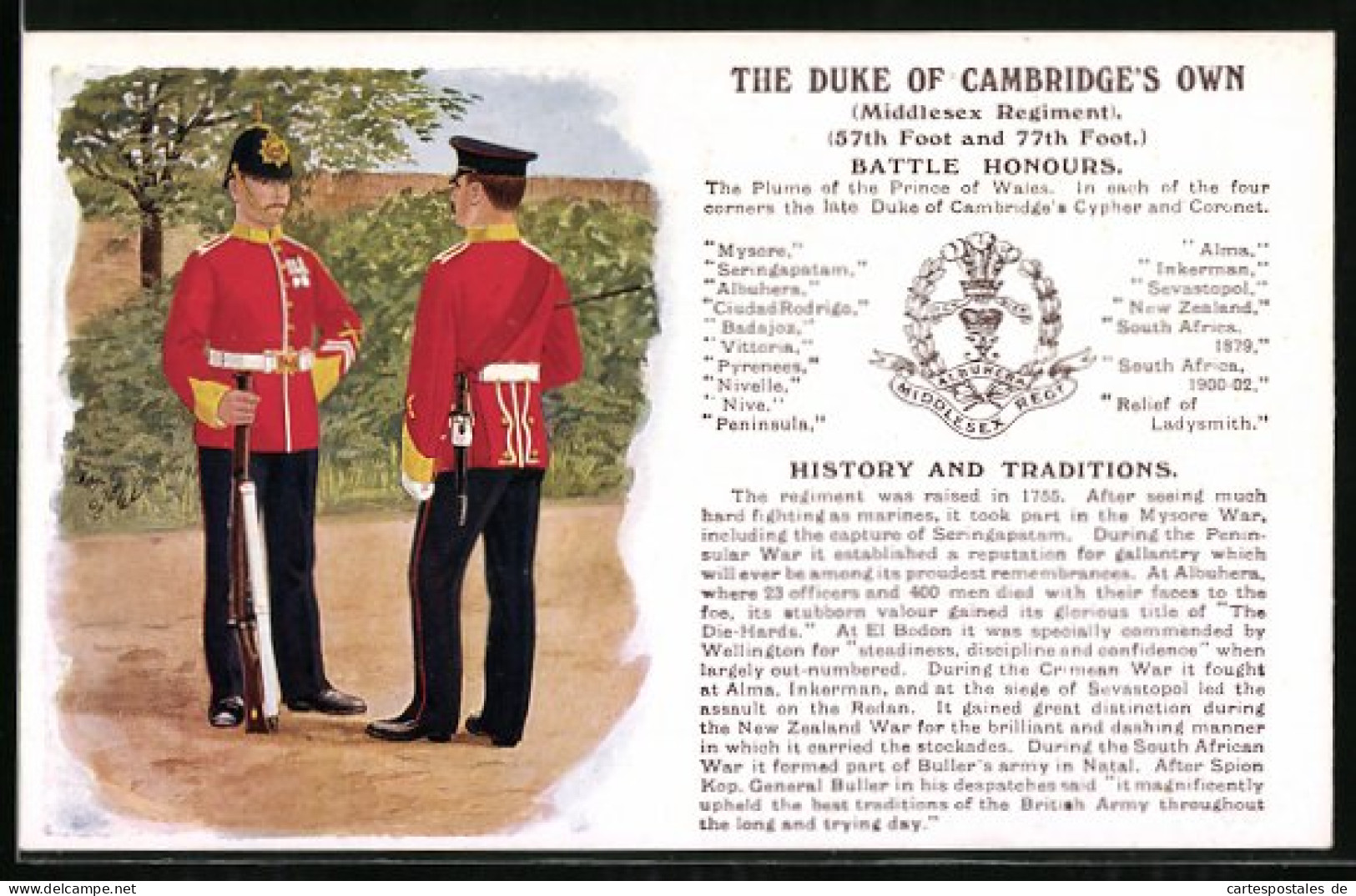 Pc The Duke Of Cambridge`s Own, Battle Honours, Britische Soldaten In Uniformen  - Régiments