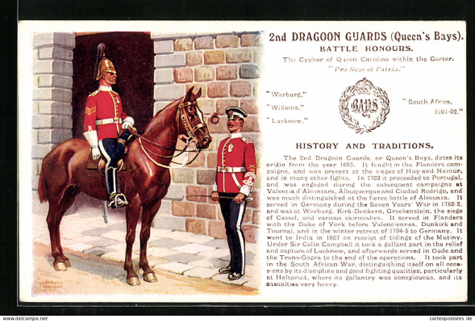 Artist's Pc Ernest Ibbetson: 2nd Dragoon Guards, Queen`s Bays, Uniformen  - Régiments