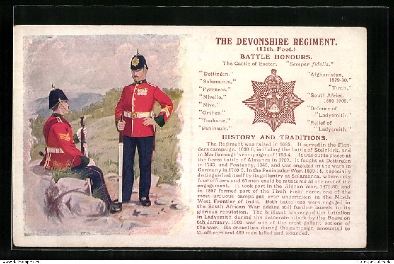 Pc The Devonshire Regiment, Battle Honours, Britische Soldaten In Uniformen  - Régiments
