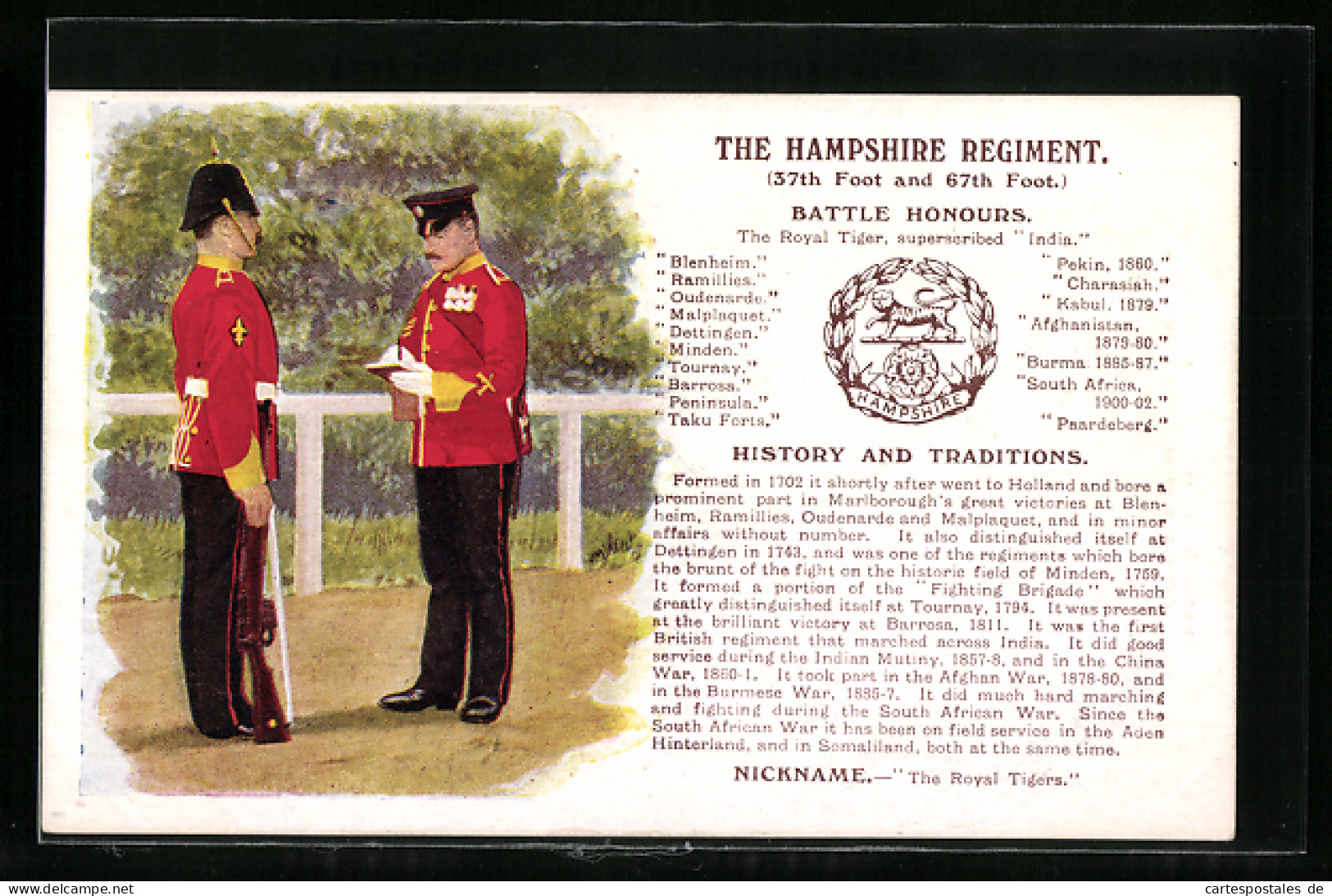 Artist's Pc The Hampshire Regiment, Soldat Macht Eine Notiz  - Régiments