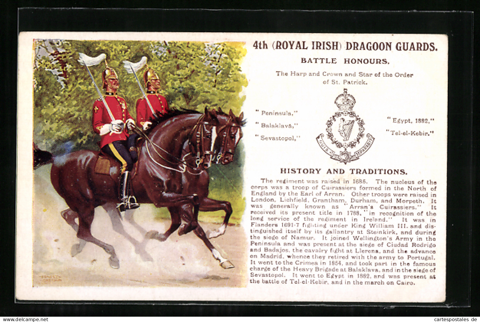 Artist's Pc 4th Royal Irish Dragoon Guards, Soldaten Am Gallopieren  - Régiments
