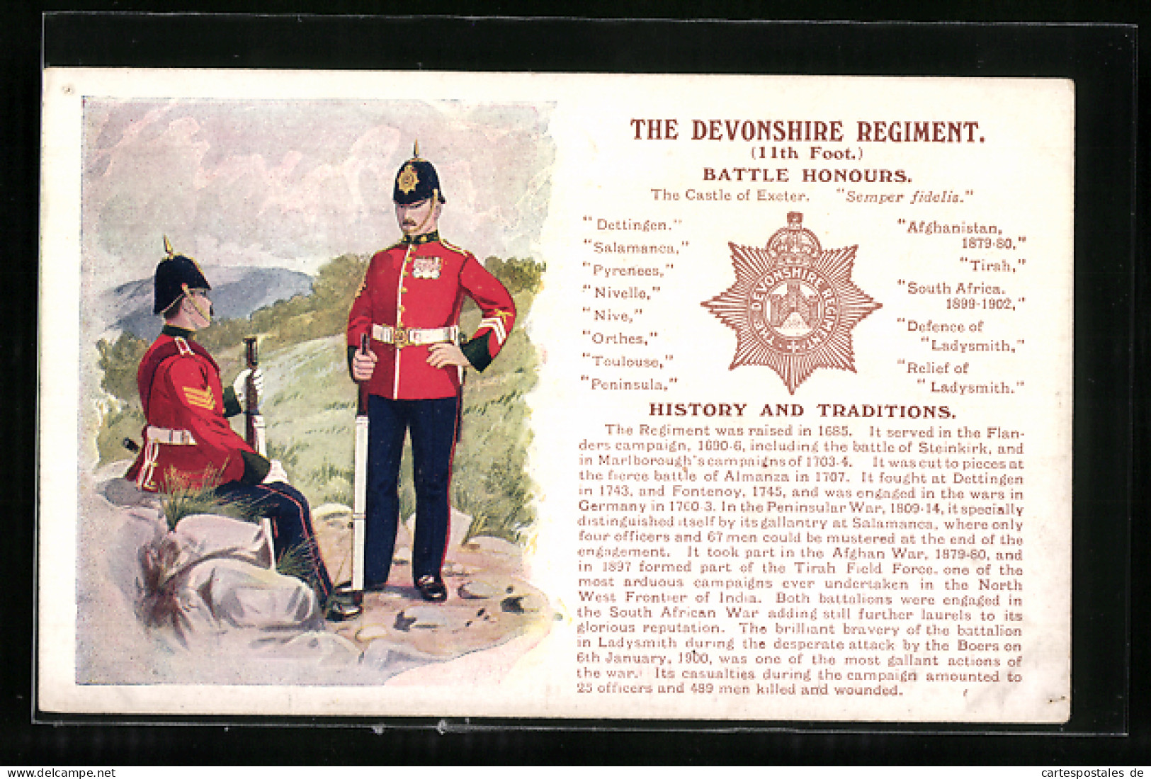 Artist's Pc The Devonshire Regiment, Soldaten In Uniform Bei Einer Rast  - Regimientos