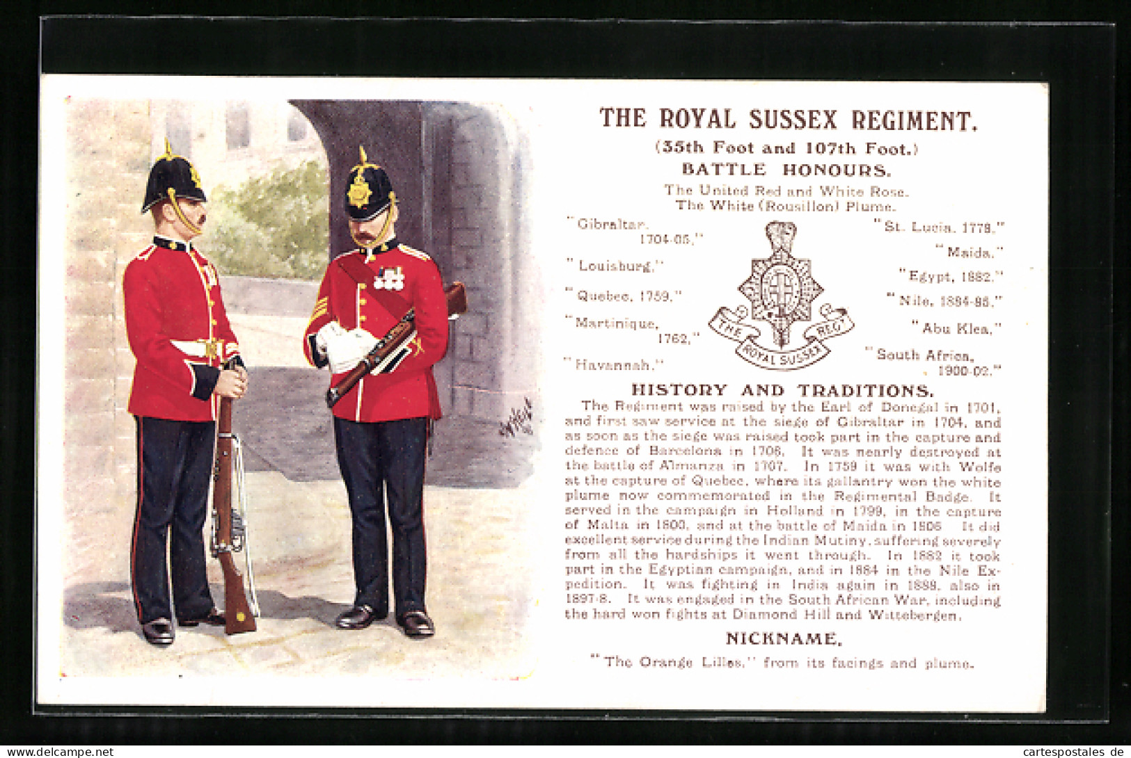 Artist's Pc The Royal Sussex Regiment, Zwei Soldaten In Uniform Schreiben Eine Notiz  - Régiments