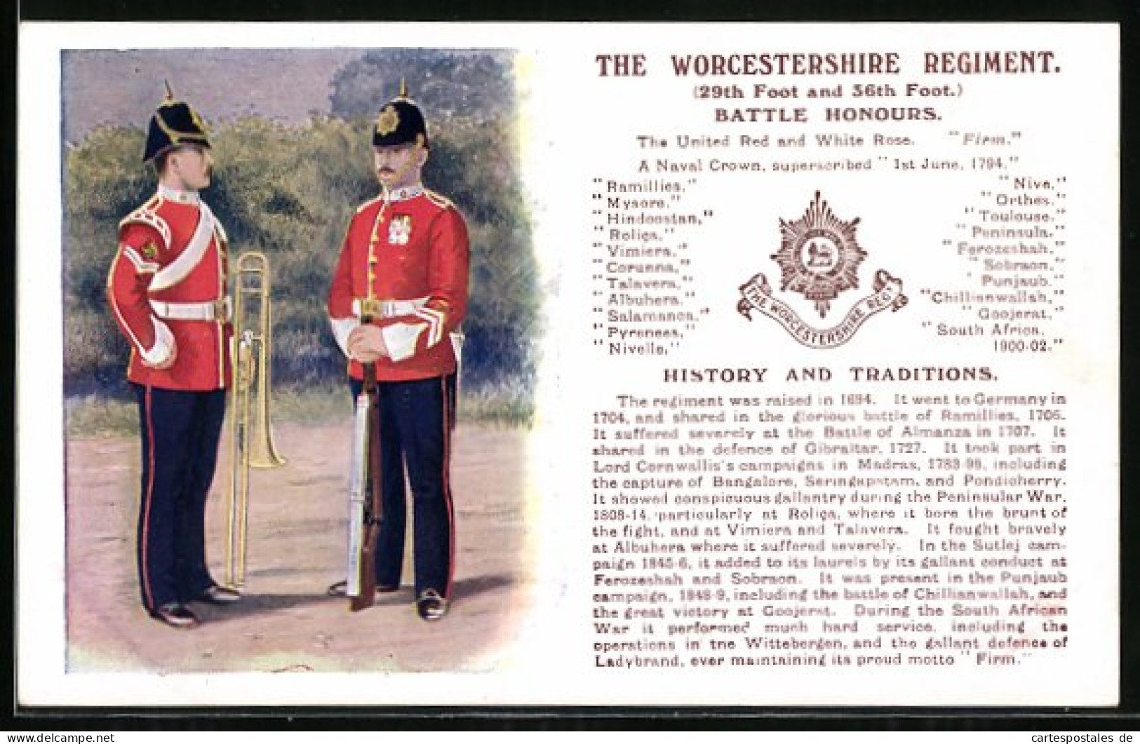 Pc The Worcestershire Regiment, Uniformen  - Régiments