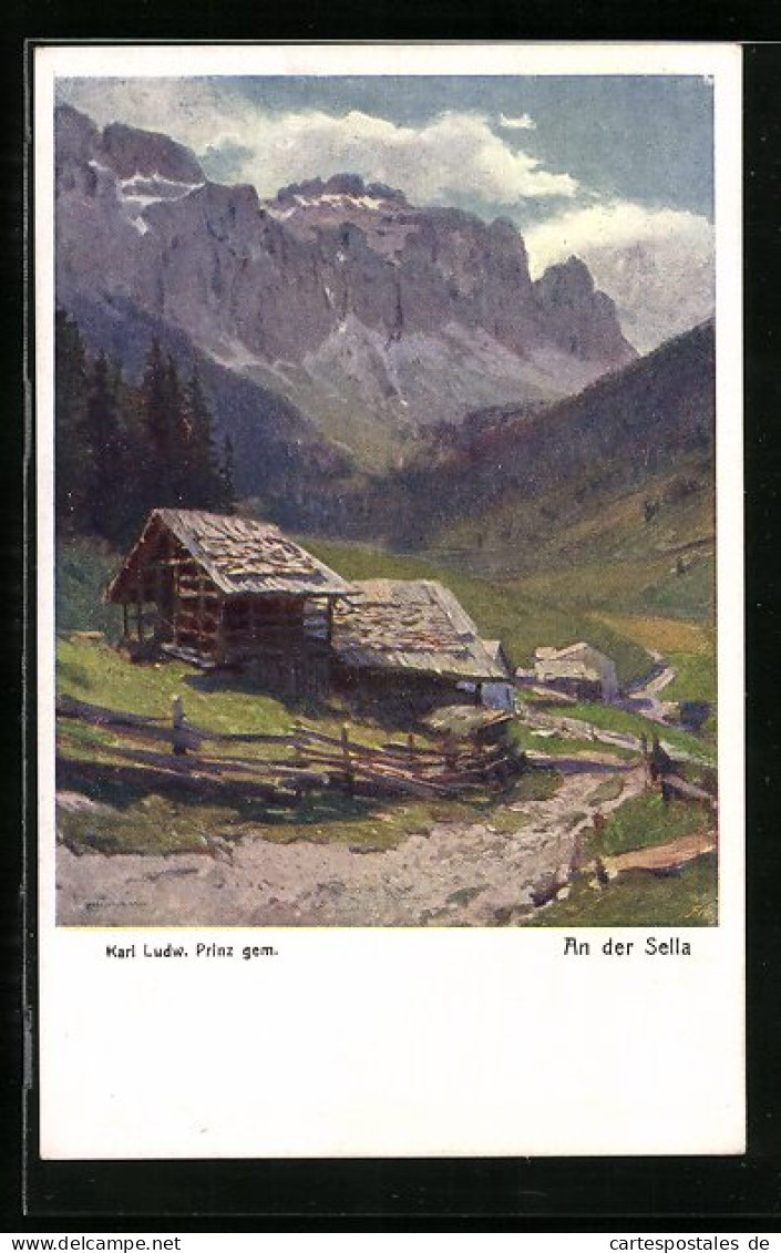 Künstler-AK Karl Ludwig Prinz, Rotes Kreuz Nr. 404: Dorf An Der Sella  - Croce Rossa