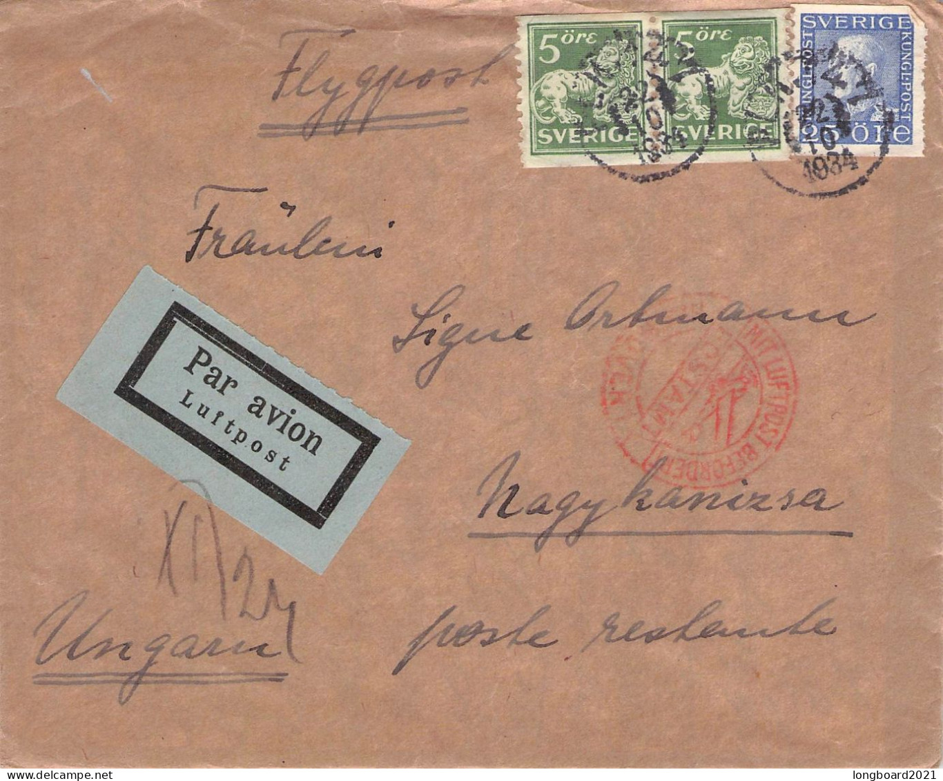 SWEDEN - AIRMAIL 1934 - BERLIN/DE / 7063 - Briefe U. Dokumente