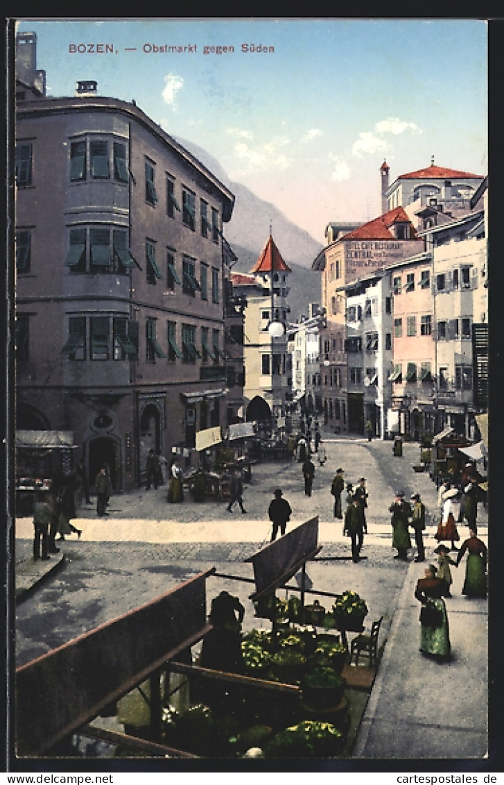 Cartolina Bozen, Obstmarkt Gegen Süden  - Bolzano