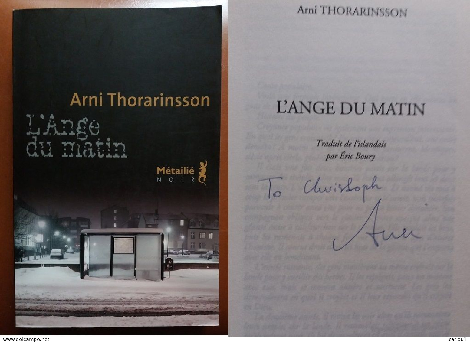 C1 Arni THORARINSSON - L ANGE DU MATIN Envoi DEDICACE Signed ISLANDE Port Inclus France - Livres Dédicacés