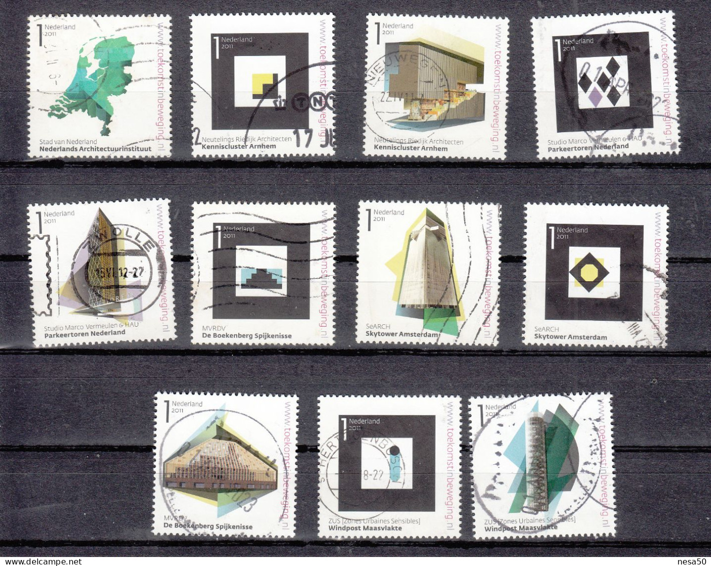 Nederland 2011 Nvph Nr 2802 - 2812, Mi Nr 2840 - 2850 , Steden Van Nederland ,bouwprojecten - Used Stamps