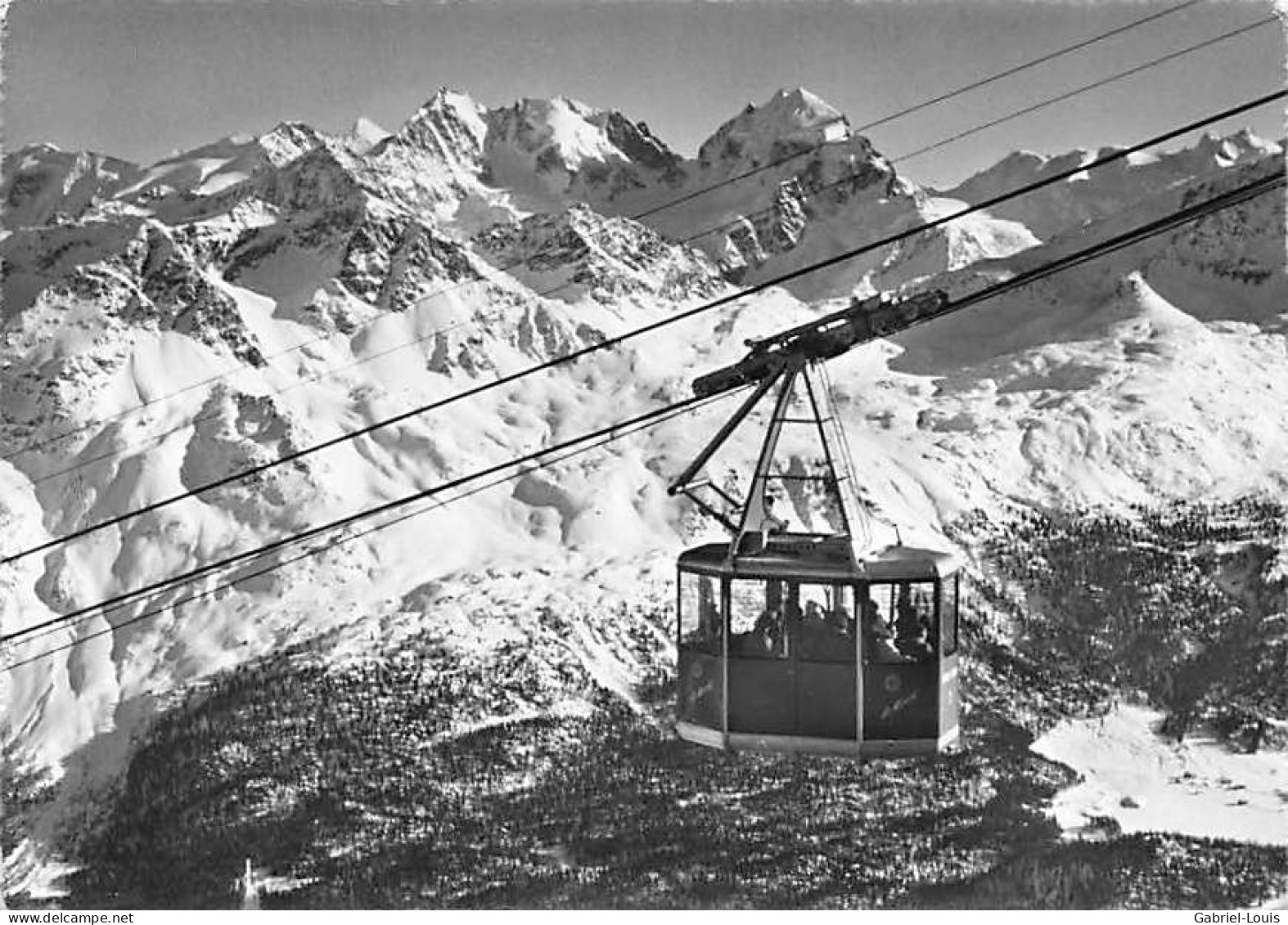 St. Moritz Luftseilbahn Corvigilia Piz Nair Mit Berninagruppe   ( 10x 15) - Saint-Moritz