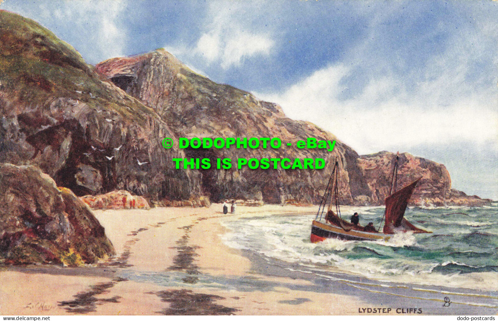 R558426 Lydstep Cliffs. Picturesque Counties. Pembroke. Tuck. Oilette. 7130 - Monde