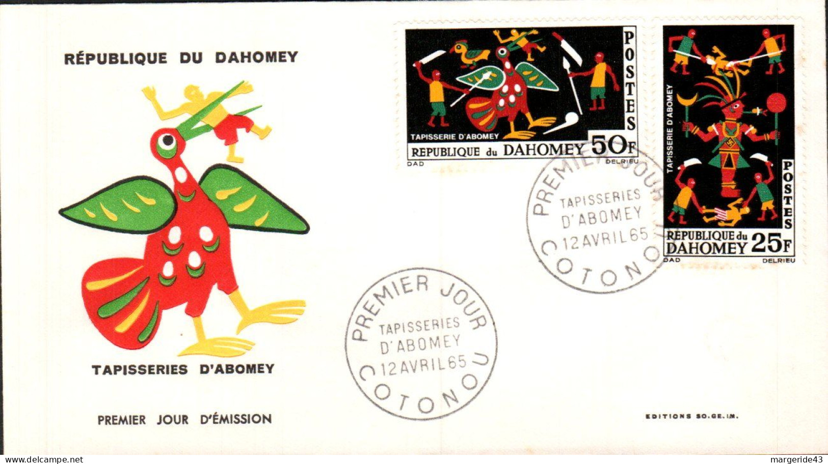 DAHOMEY FDC 1965 TAPISSERIE D'ABOMEY - Bénin – Dahomey (1960-...)