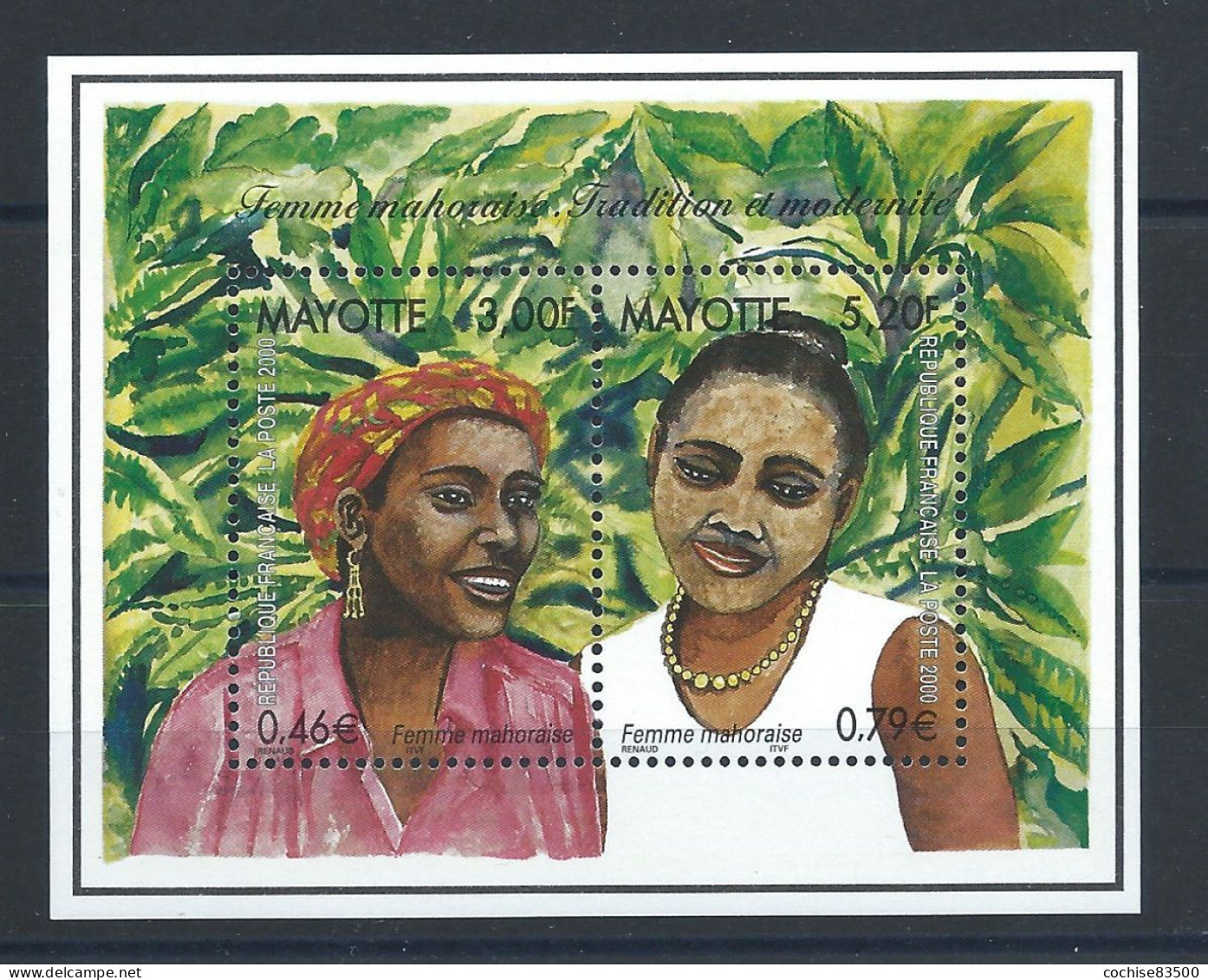 Mayotte Bloc N°3** (MNH) 2000 - Femme Mahoraise - Blocs-feuillets