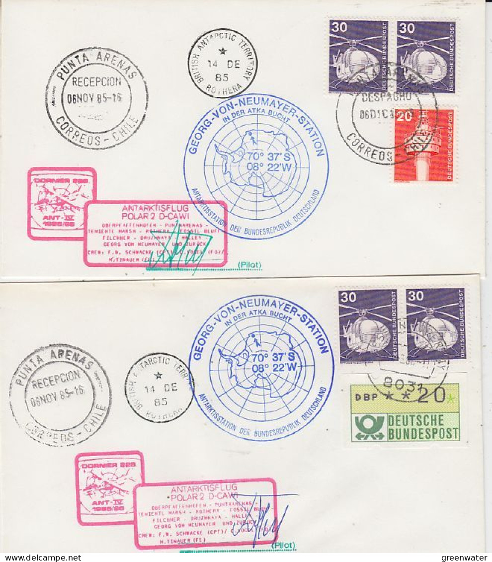 Germany  Polar 2 Antarctic  Flights Ca Rothera 14 DE 1985 Ca Punta Arenas 6 NOV 1985  2 Co (GS172) - Vols Polaires