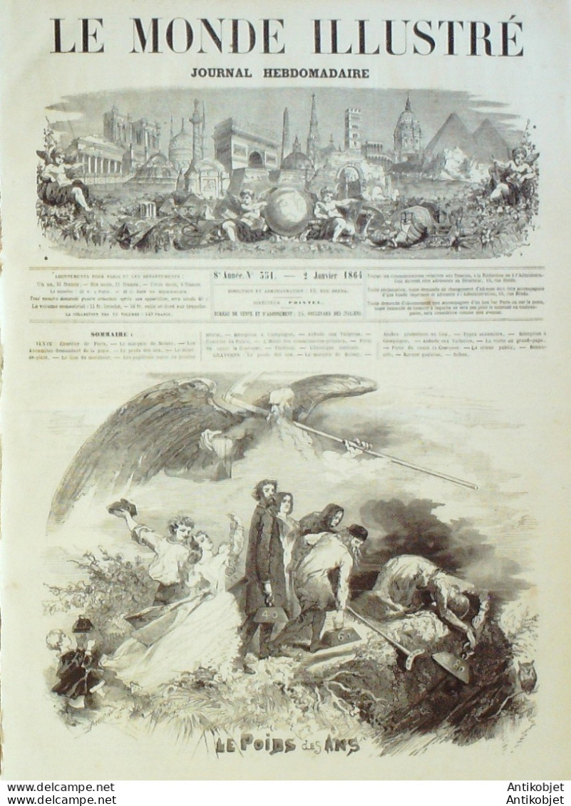 Le Monde Illustré 1864 N°351 Algérie Alger Viet-Nam Saïgon Cho-lün Barque Gauloise - 1850 - 1899