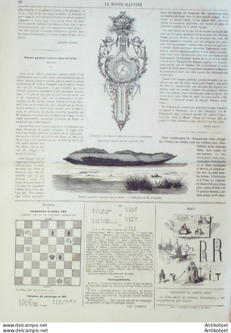 Le Monde Illustré 1864 N°351 Algérie Alger Viet-Nam Saïgon Cho-lün Barque Gauloise - 1850 - 1899