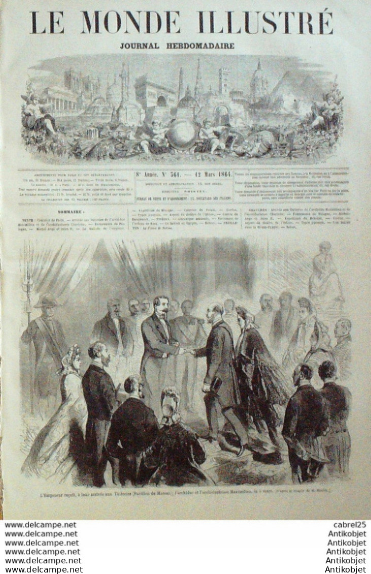 Le Monde Illustré 1864 N°361 Italie Bologne Mexique Rio Grande Guanajato Grèce Corfou Japon  - 1850 - 1899