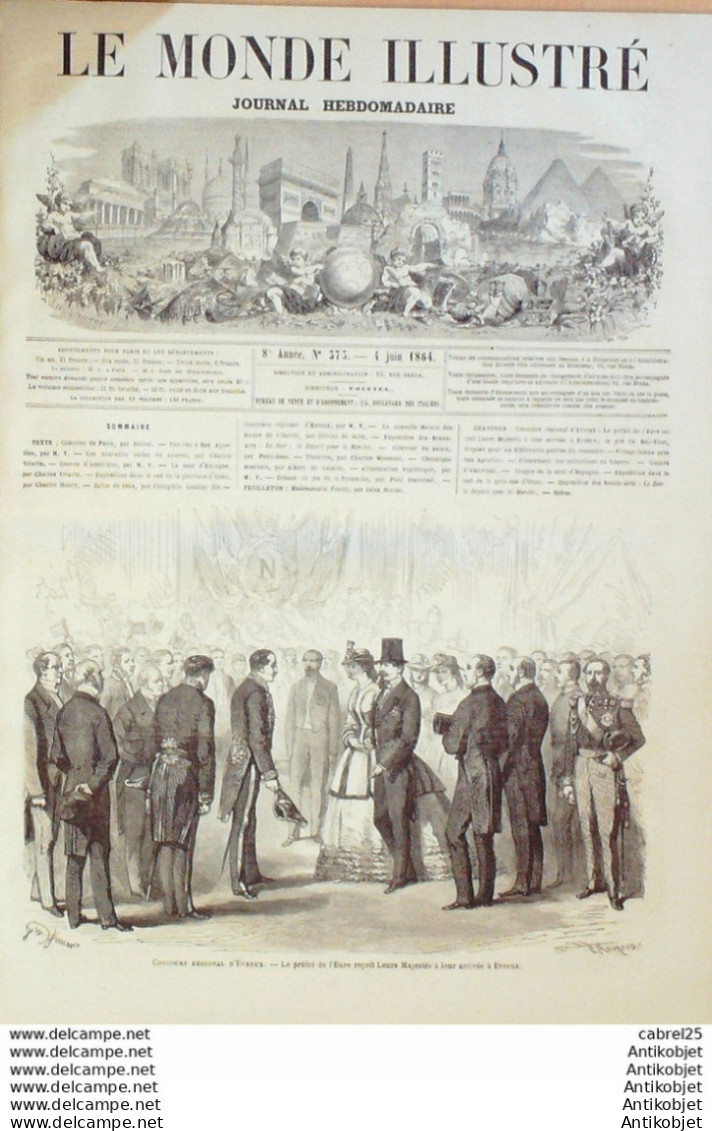 Le Monde Illustré 1864 N°373 Algérie Oran Tagguin Evreux (27) Pré Bel Ebat - 1850 - 1899