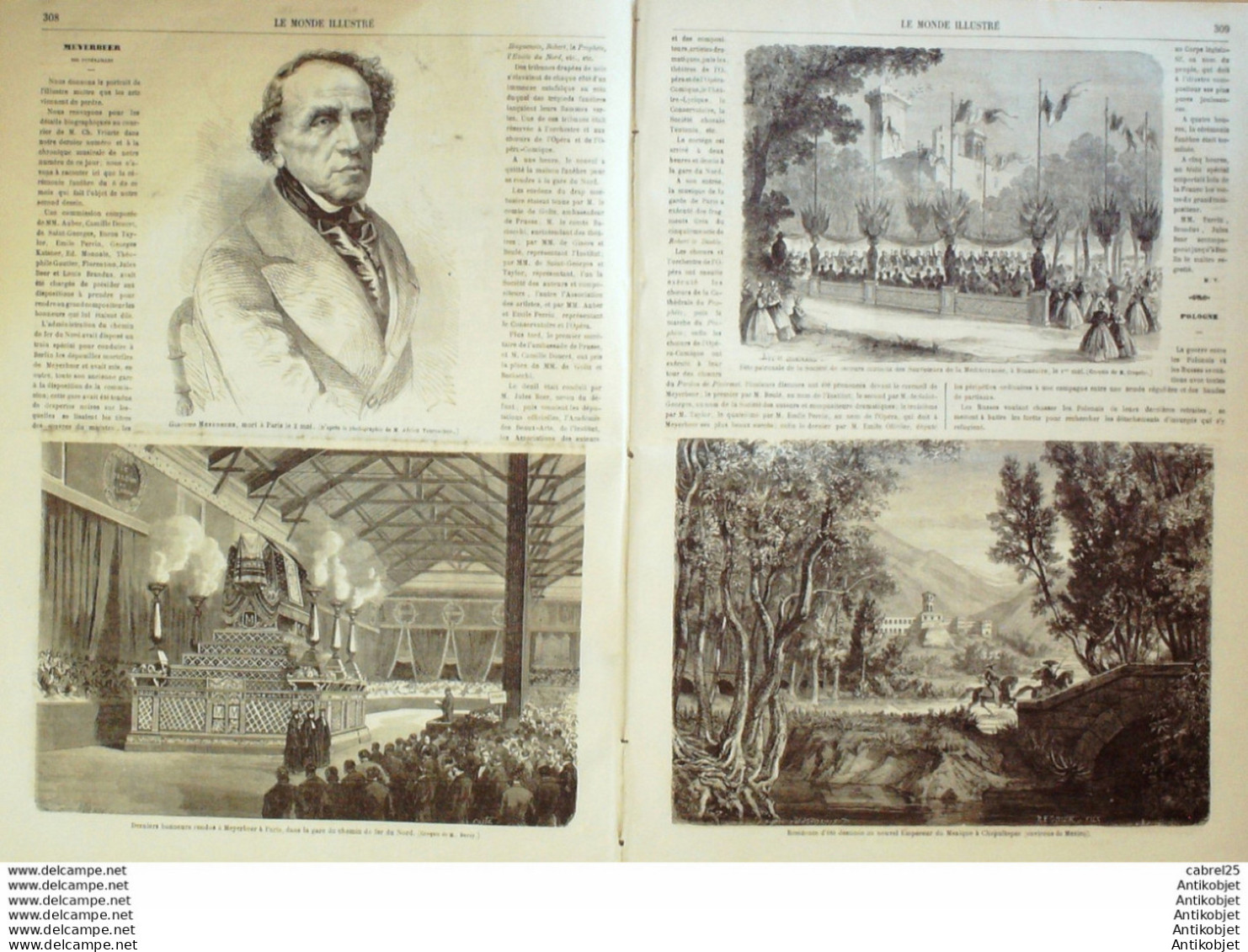 Le Monde Illustré 1864 N°370 Pologne Litchewick Mexique Chapultepec Japon Ambassadeurs Locomobile Hermann - 1850 - 1899