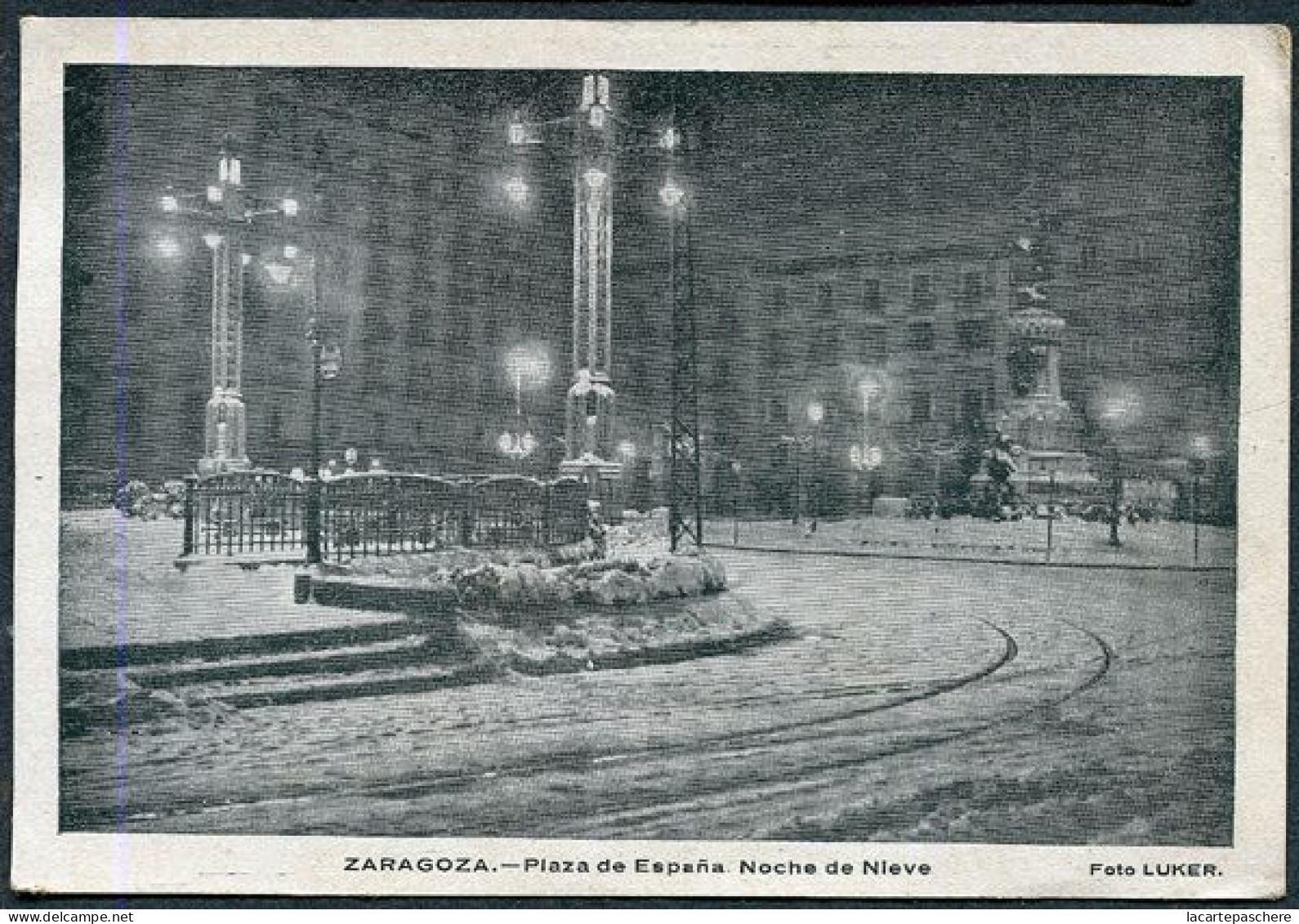 X128060 ARAGON ZARAGOZA COMARCA CENTRAL ZARAGOZA PLAZA DE ESPANA NEVADA NOCHE DE NIEVE - Zaragoza