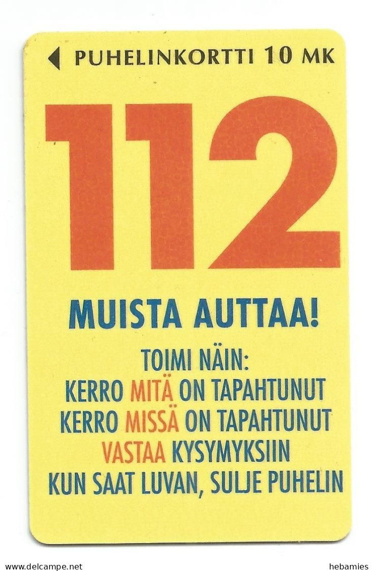 112 EMERGENCY CALLS - 10 FIM  1995  - Magnetic Card - D202 - FINLAND - - Feuerwehr