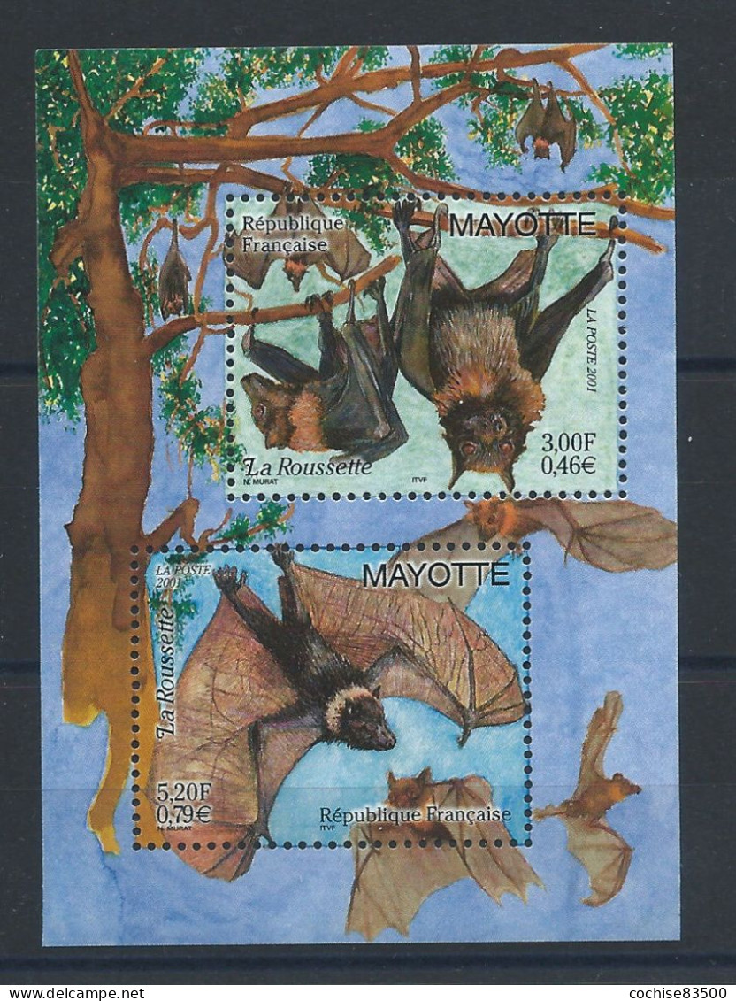 Mayotte Bloc N°5** (MNH) 2000 - Faune "Chauves-souris" - Blocs-feuillets