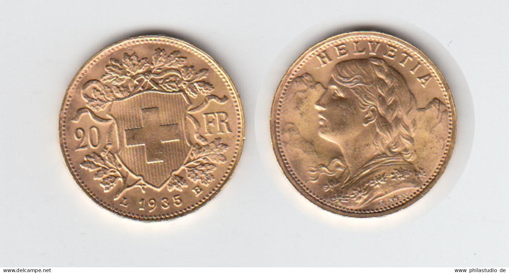 Goldmünze Schweiz Vreneli 20 SFR. 1935 L B - Andere - Europa