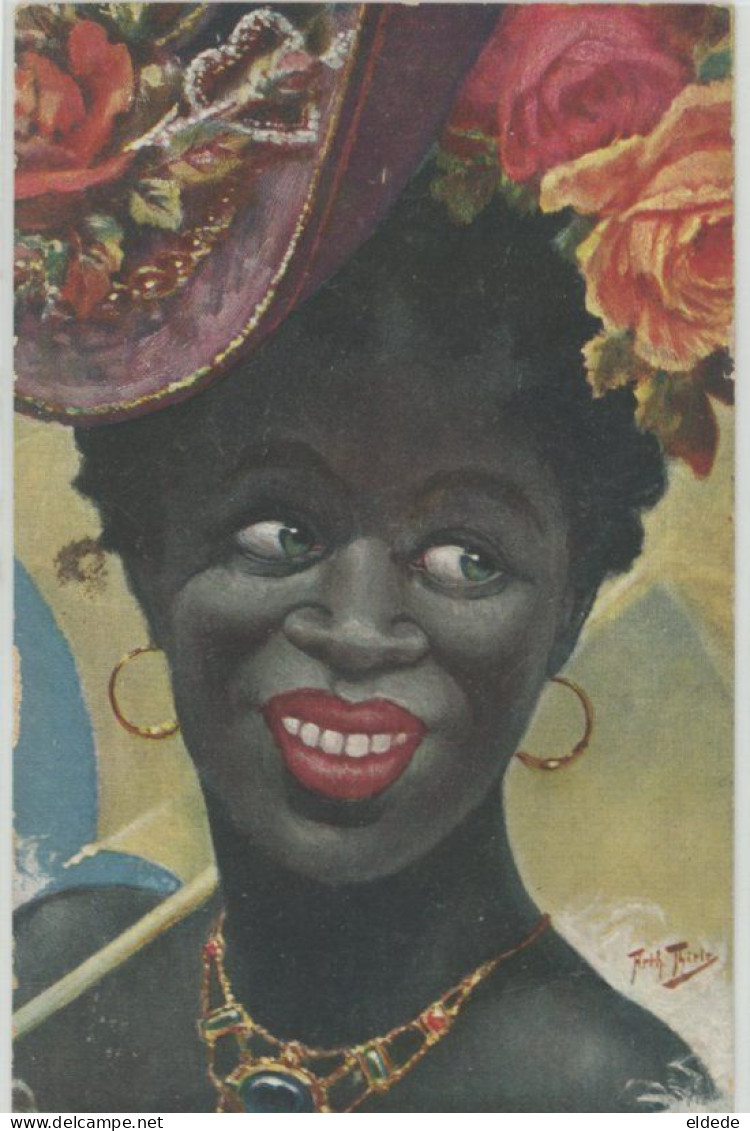 Black Girl Signed Arthur Thiele Close Up  Racism  . Texte Racisme Couleur De Peau - Mujeres