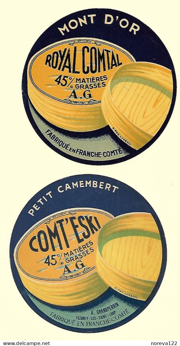 2 Etiqu.A.G. Camembert Et Mont D'Or COMT'ESKI / ROYAL COMTAL Neuves - Cheese