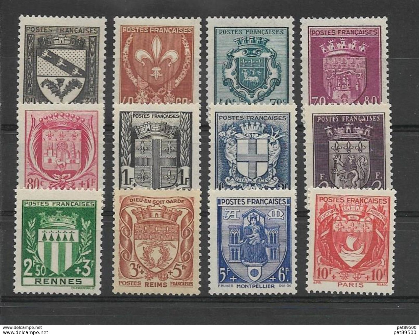 FRANCE 1941 Au Profit Du Secours National ARMOIRIES 1ère Série  N° YT 526/537/498  Neufs** Sans Charnière - Unused Stamps