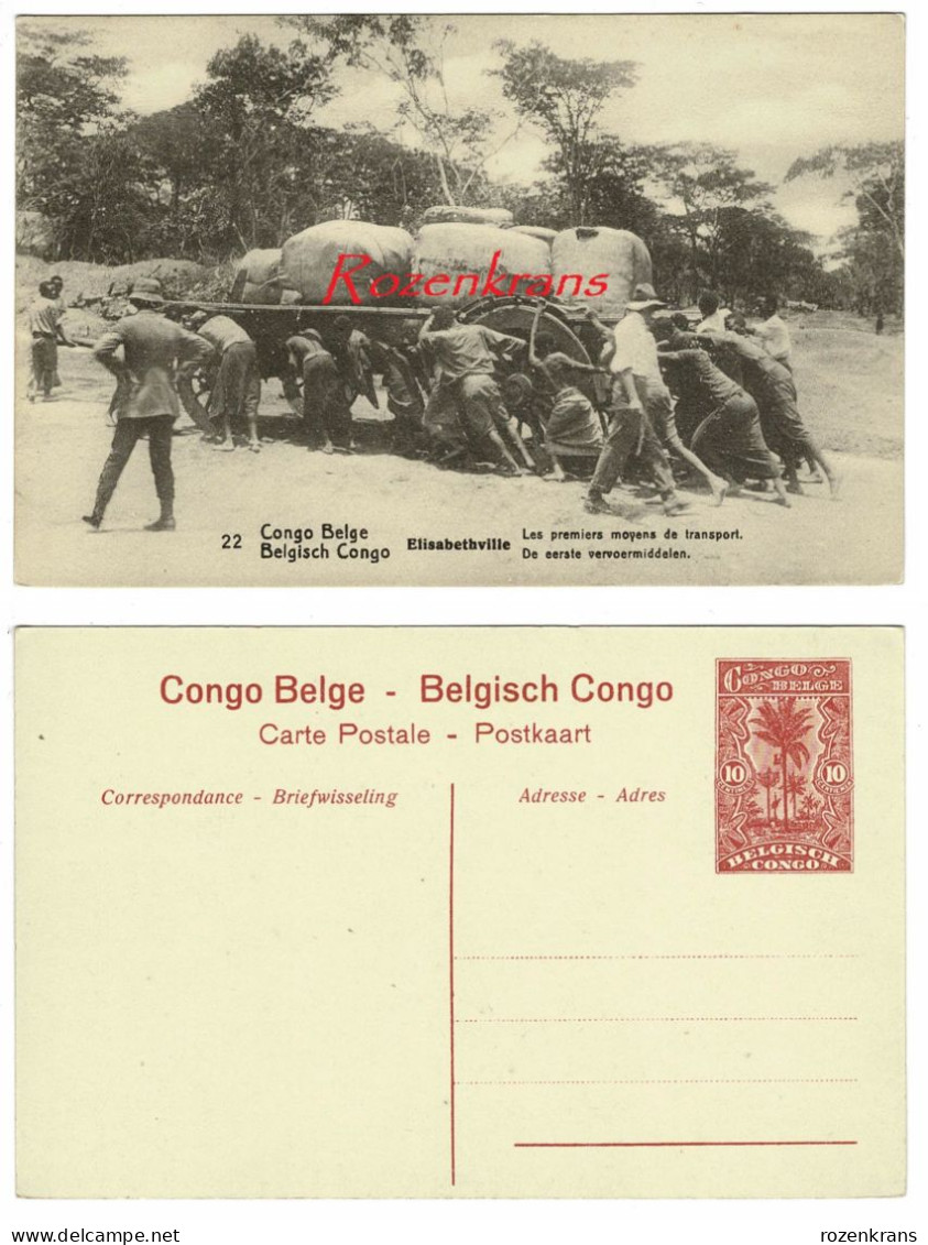 Belgische Congo Belge Postwaardestuk Entier Postal EP Elisabethville Moyens De Transport Ct. Centimes CPA AK Afrique - Stamped Stationery