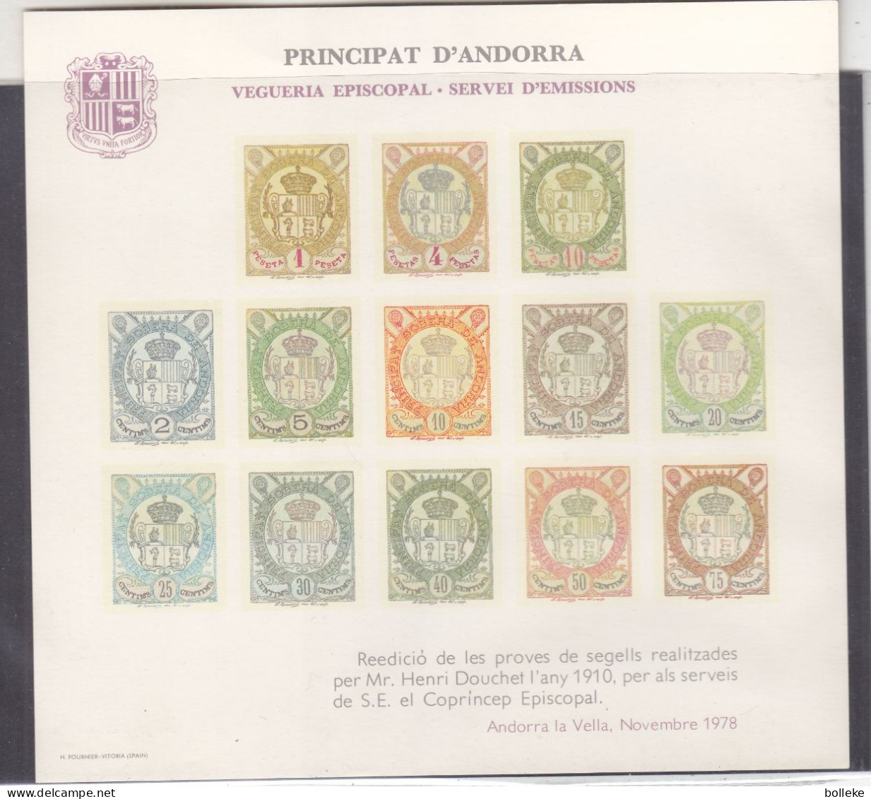 Andorra  - Reproduction De La Série Non Adopté De 1910 - Papier Carton - GF - - Nuovi