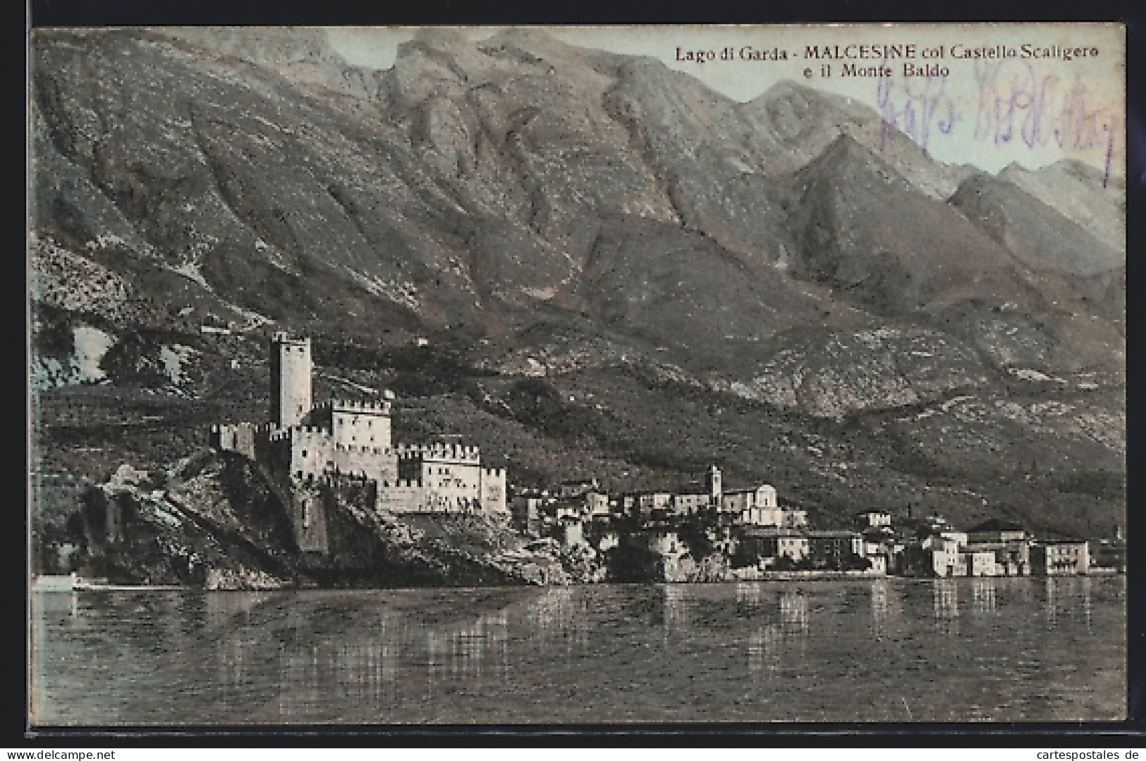 Cartolina Malcesine, Castello Scaligere Am Gardasee Mit Monte Baldo Im Hintergrund  - Sonstige & Ohne Zuordnung