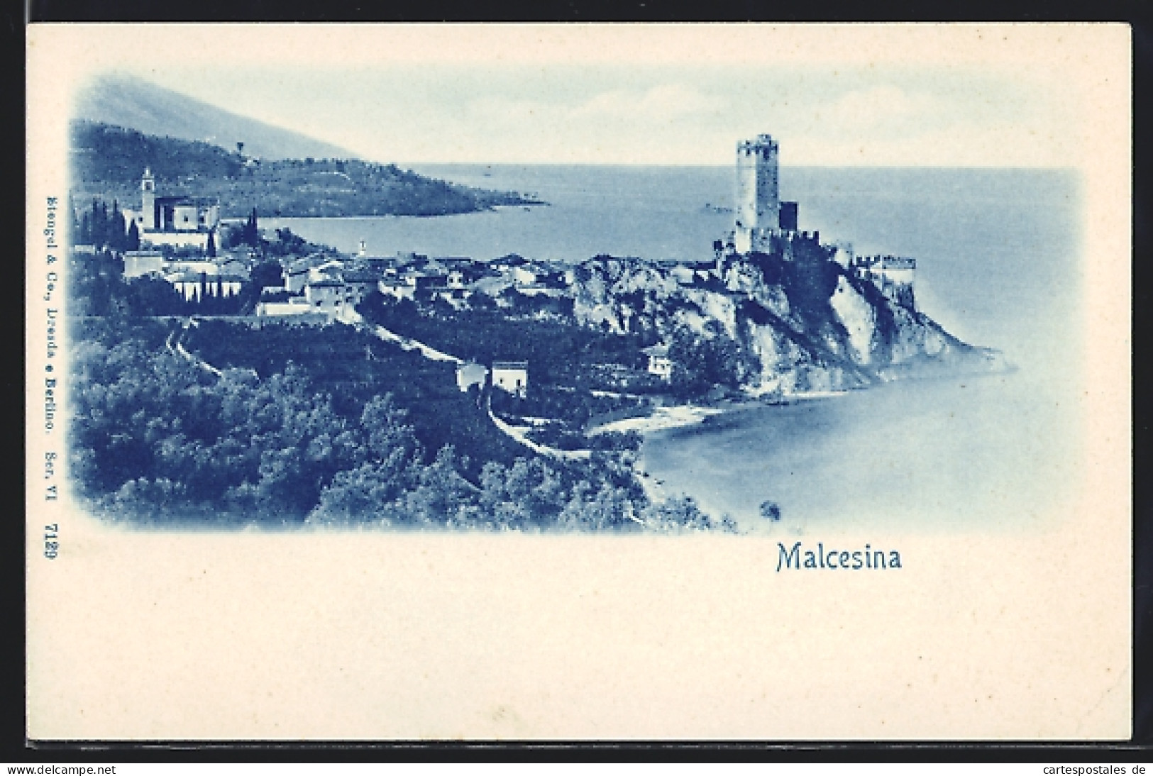 Cartolina Malcesine, Küstenabschnitt Mit Turm  - Sonstige & Ohne Zuordnung