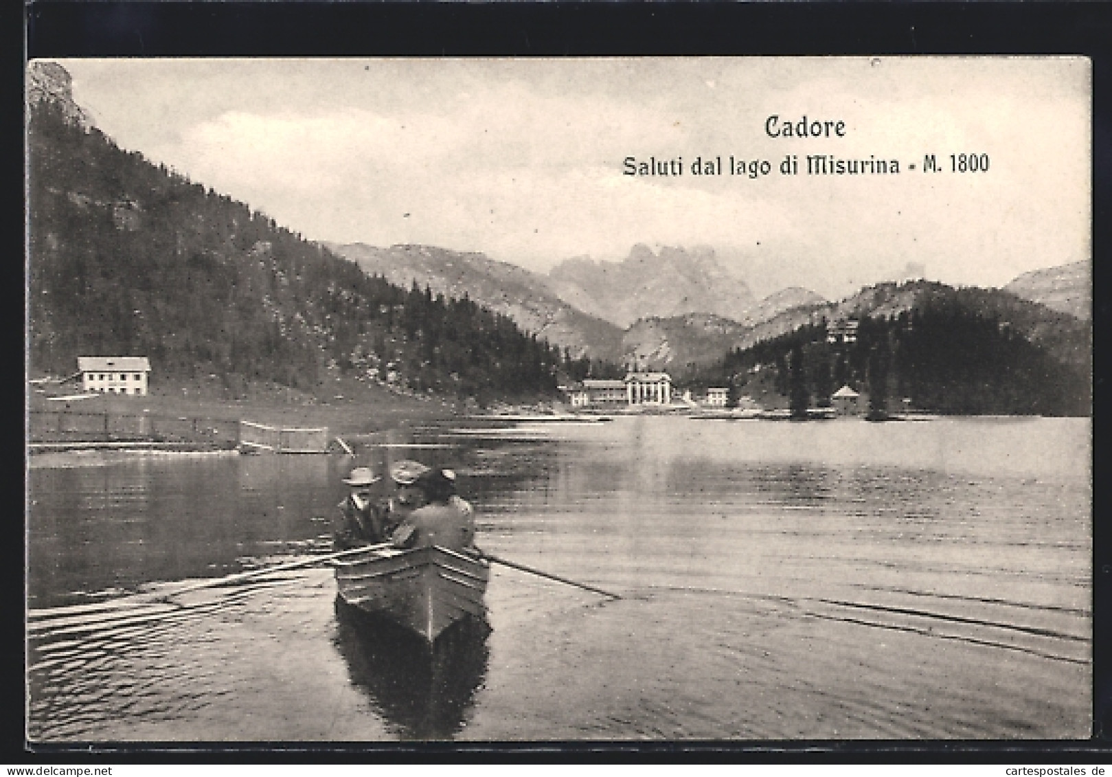 Cartolina Lago Di Misurina, Ruderpartie Auf Dem Lago Di Misurina  - Autres & Non Classés