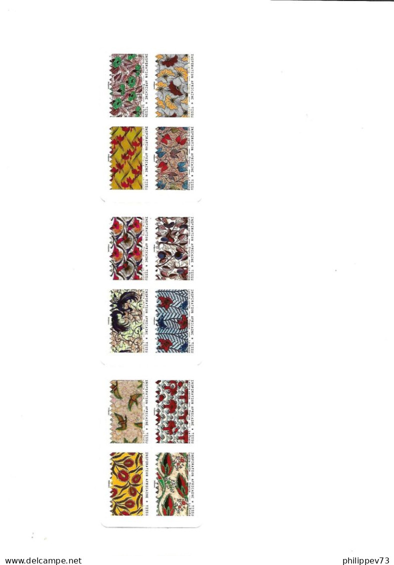 Carnet Timbres  " Tissus Motifs Nature Inspiration Africaine " Autoadhésif  N° BC 1657  N**   Année 2019 - Gelegenheidsboekjes