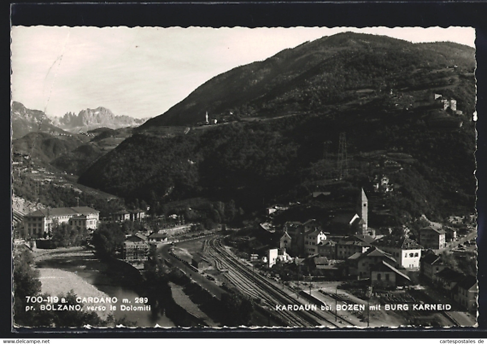 Cartolina Kardaun B. Bozen, Ortsansicht Mit Burg Karneid  - Bolzano