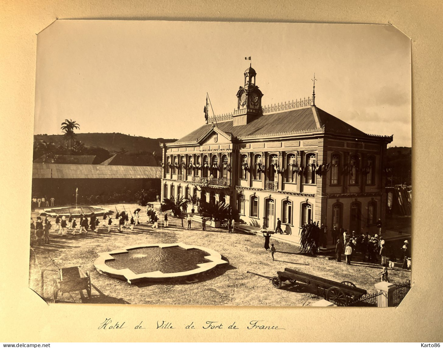 Fort De France Martinique * RARE * Place De L'hôtel De Ville * Grande Photo Albuminée Circa 1890/1910 24x18cm - Fort De France